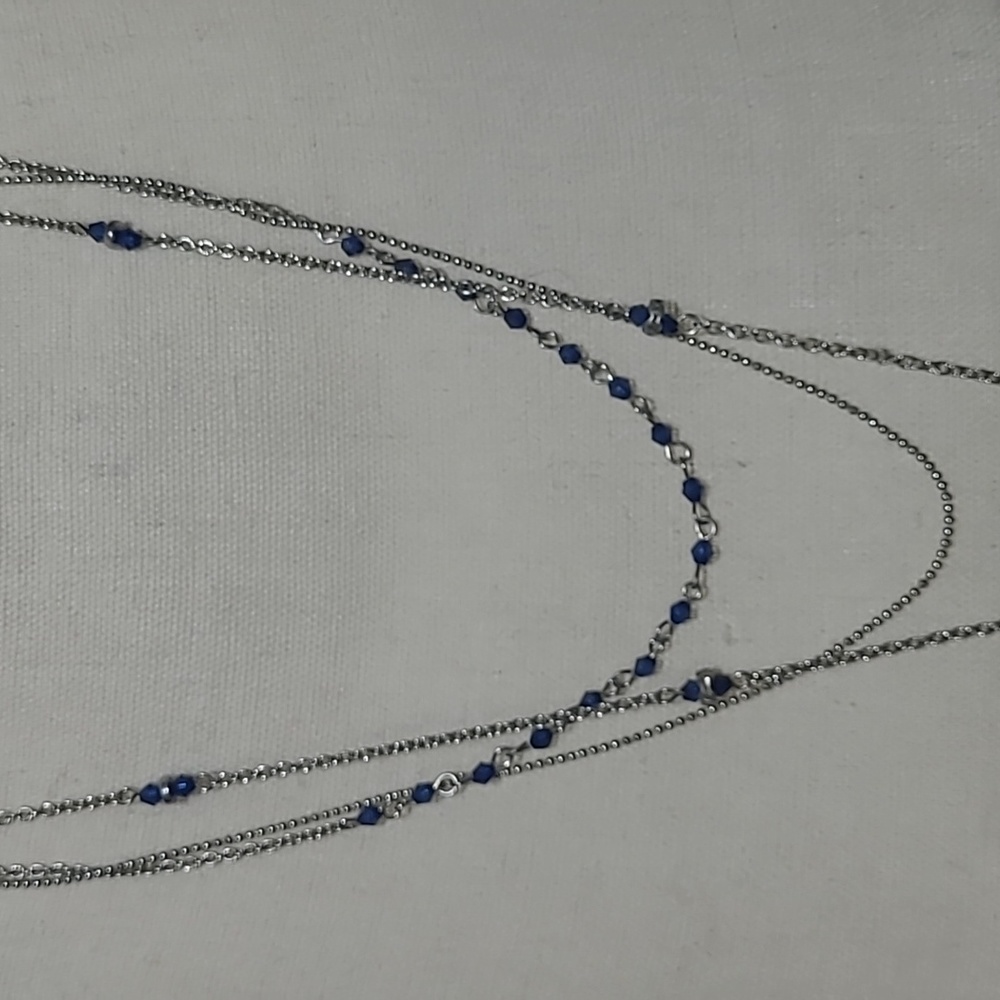 TRIPLE layered Blue Stones Necklace 💙 - Picture 2 of 14